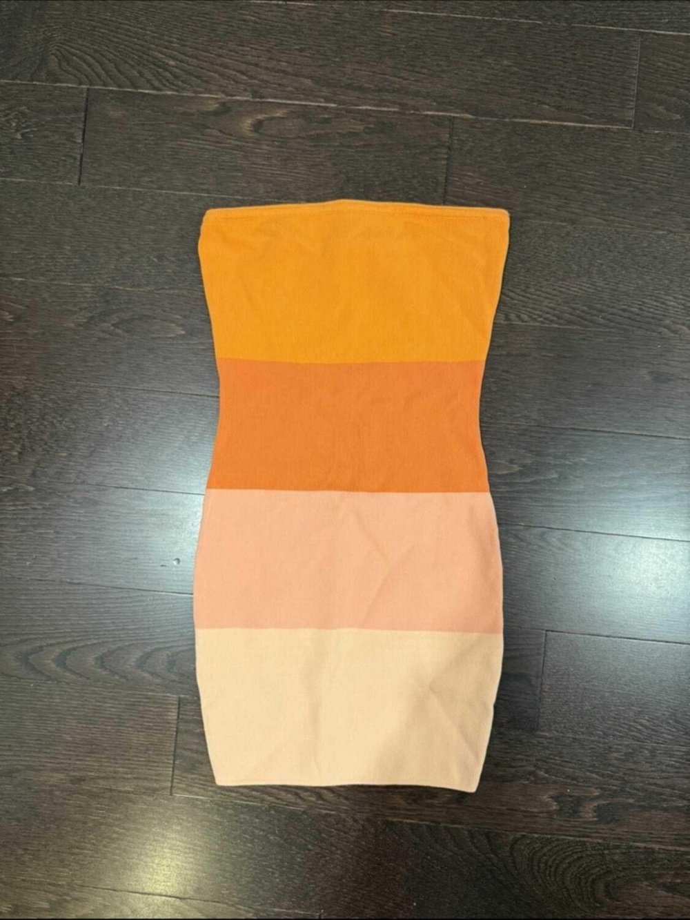 Revolve Strapless Colorblock Bodycon Dress in Orange Tones